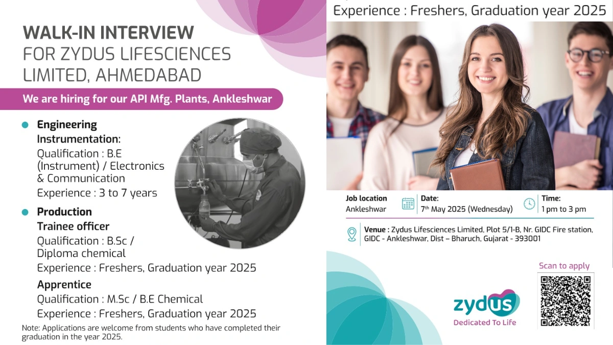 Zydus Lifesciences Walk-In Interview for API Manufacturing