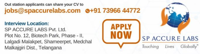 SP Accure Labs Pvt. Ltd. Hiring for Business Development Assistant Manager and Regulatory Affairs