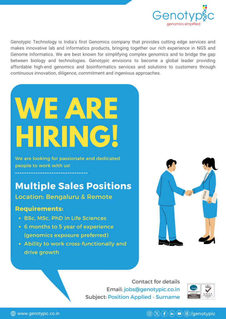 Genotypic Technology Hiring for Sales Positions in Bengaluru and Remote