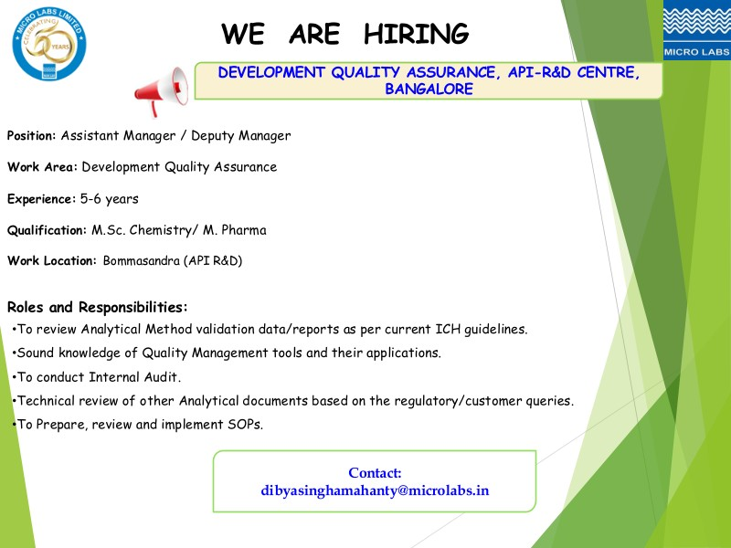 Micro Labs Limited’s Walk-In Interview for Development Quality Assurance in Bangalore!