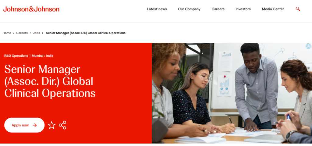 Johnson & Johnson - Job Openings for Senior Manager (Assoc. Dir.) Global Clinical Operations - Apply Now!