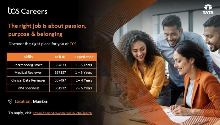 TCS Walk-In Drive for Pharmacovigilance, Medical Reviewer & Clinical Data Reviewer on 24th May