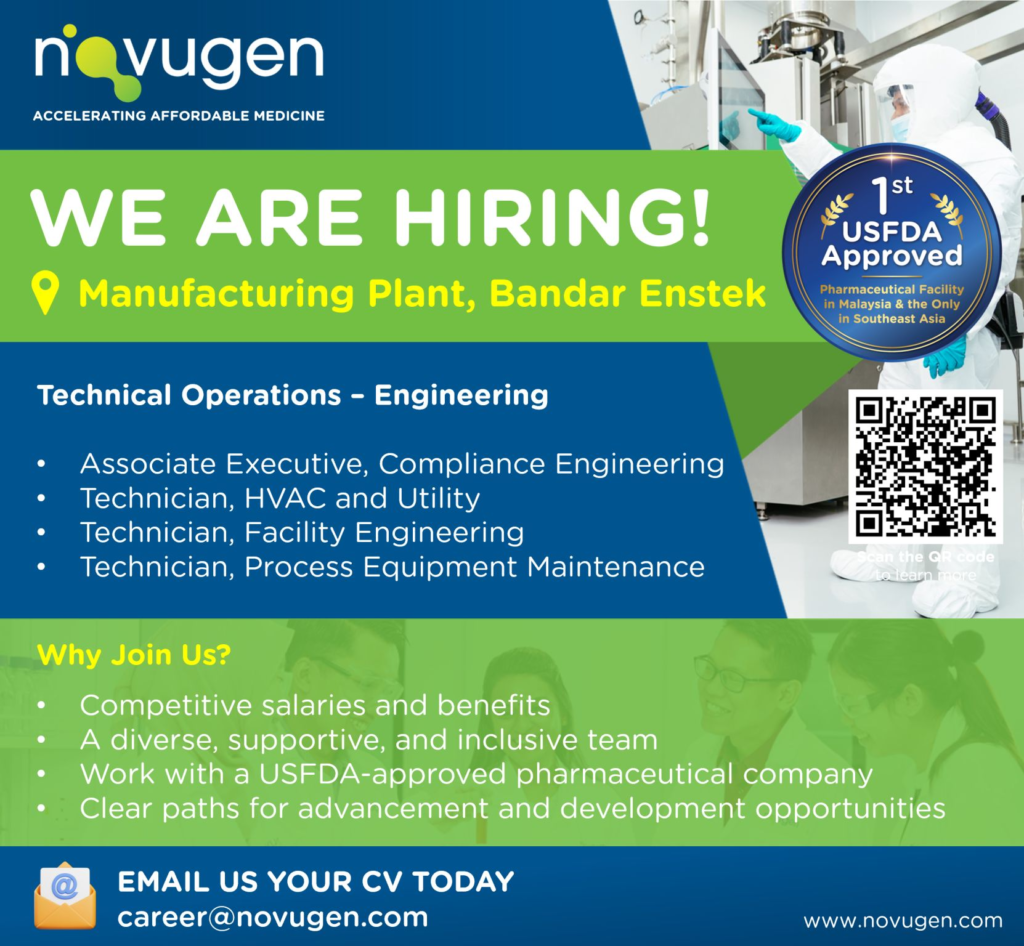 Novugen PharmaIs Hiring for Technical Operations Team in Bandar Enstek