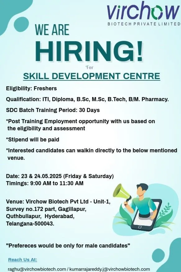 Virchow Biotech SDC Training Program in Hyderabad (Stipend Provided)