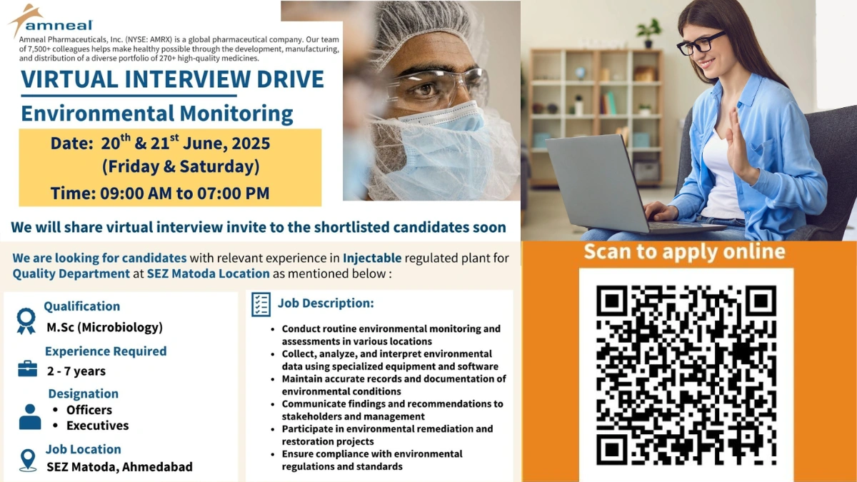 Amneal Pharmaceuticals - Virtual Interview Drive for Environmental Monitoring Roles