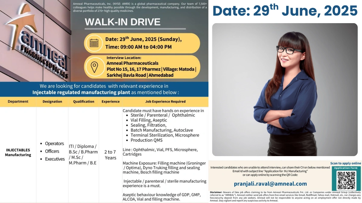 Amneal Pharmaceuticals Walk-In Drive for Injectable Manufacturing on 29th June