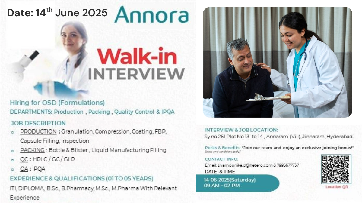 Annora Pharma Walk-In Interview OSD Formulation Roles
