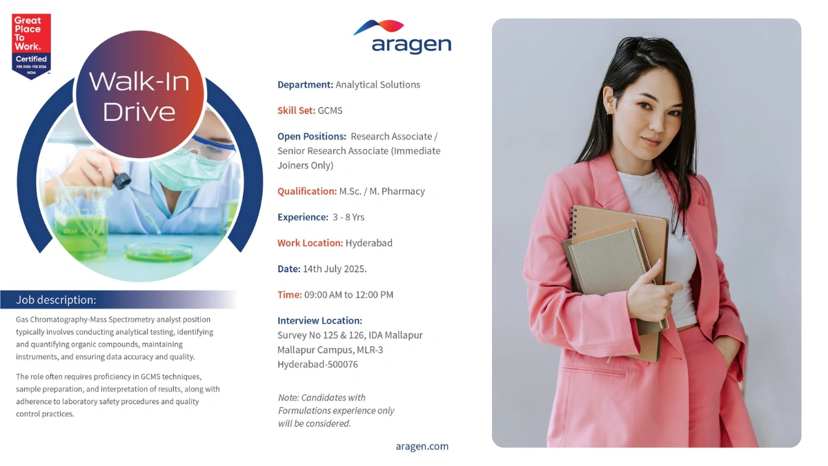 Aragen Life Sciences Walk-In Interview for Analytical Solutions (GCMS) Roles