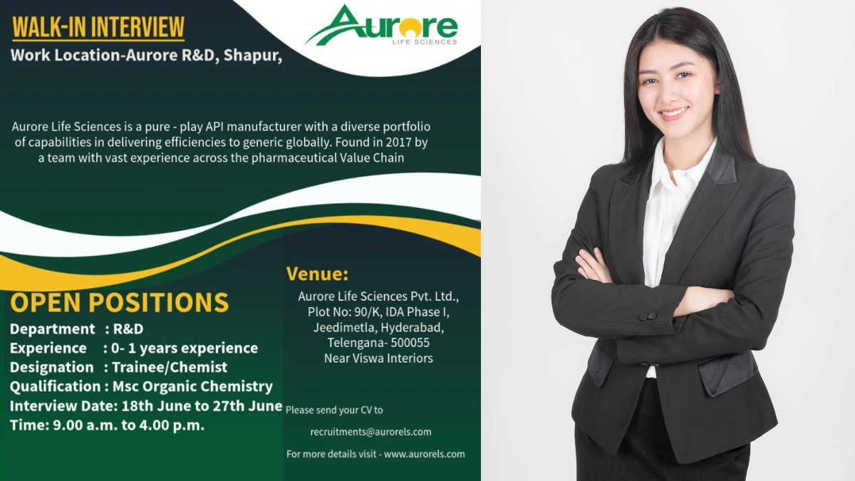 Aurore Life Sciences Walk-In Interview for R&D Roles - Freshers