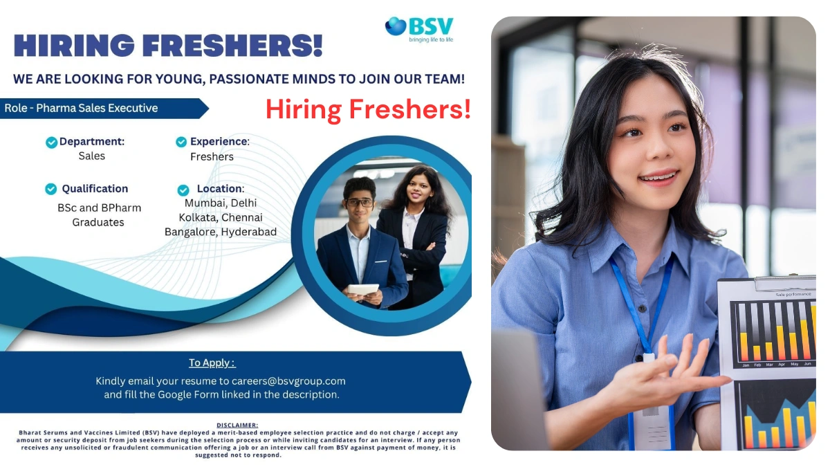BSV Is Hiring Freshers for a Pharma Sales Executive (B.Sc/B.Pharma)