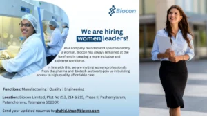 Biocon - Hiring Women Leaders in Pharma & Biotech for Multiple Roles
