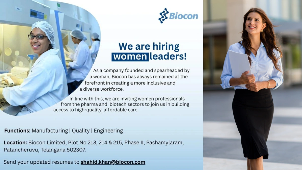 Biocon - Hiring Women Leaders in Pharma & Biotech for Multiple Roles