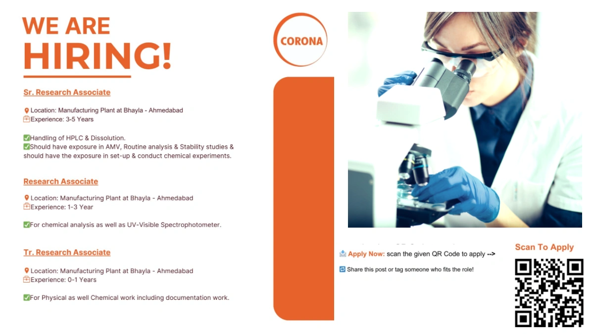 CORONA Remedies Walk-In Drive for ADL R&D Jobs in Ahmedabad