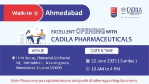 Cadila Pharmaceuticals Walk-in Drive for R&D and Biotech Roles in Ahmedabad - 22nd June