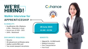 Cohance Lifesciences Walk-In Drive for Apprenticeship on 28th June