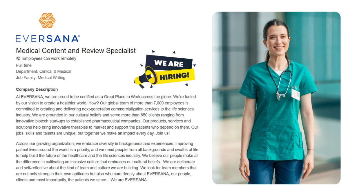 EVERSANA - Job Openings for Medical Content and Review Specialist (Remote)