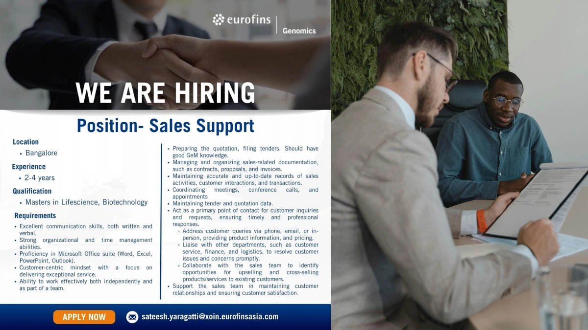 Eurofins Genomics is Hiring for Sales Support