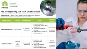 Finoso Pharma - Job Openings for Project Management & Regulatory Affairs