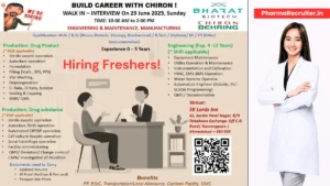 Freshers Jobs @ Bharat BioTech (Chiron Behring) Walk-In Drive for Engineering & Manufacturing (0 - 7 Years Exp)