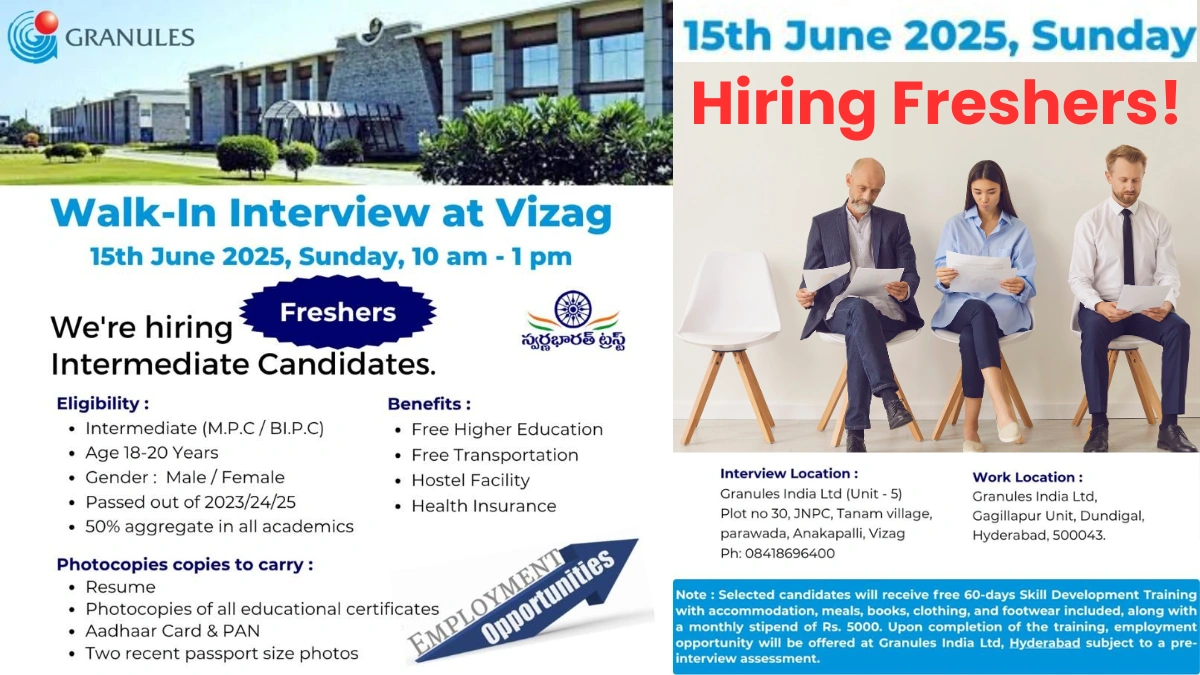 Granules India Ltd Walk-In Interview for Apprentice & Trainee – Freshers Welcome!