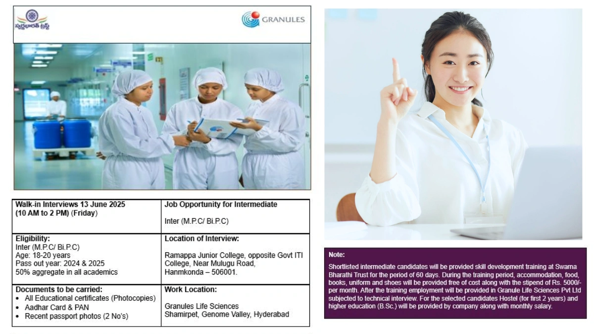 Granules Life Sciences Walk-In Interview for Any Graduates in Hyderabad