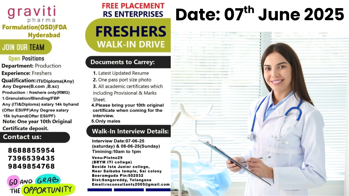 Graviti Pharma Walk-In Drive for Production (OSD) Freshers