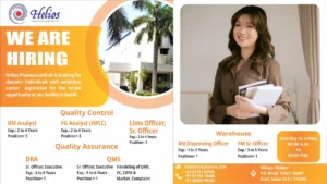 Helios Pharmaceuticals - Job Openings for Quality Control, Quality Assurance & Drug Regulatory Affairs (DRA)