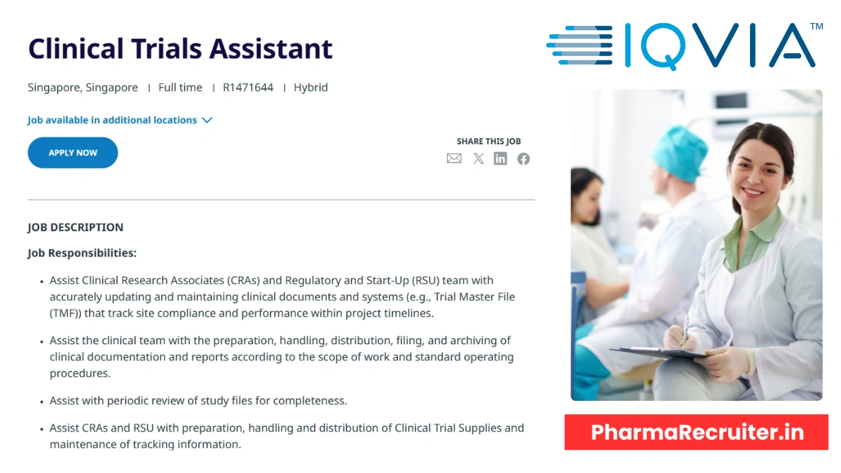 IQVIA is Hiring for Clinical Trials Assistant in Singapore (Hybrid) – 2025