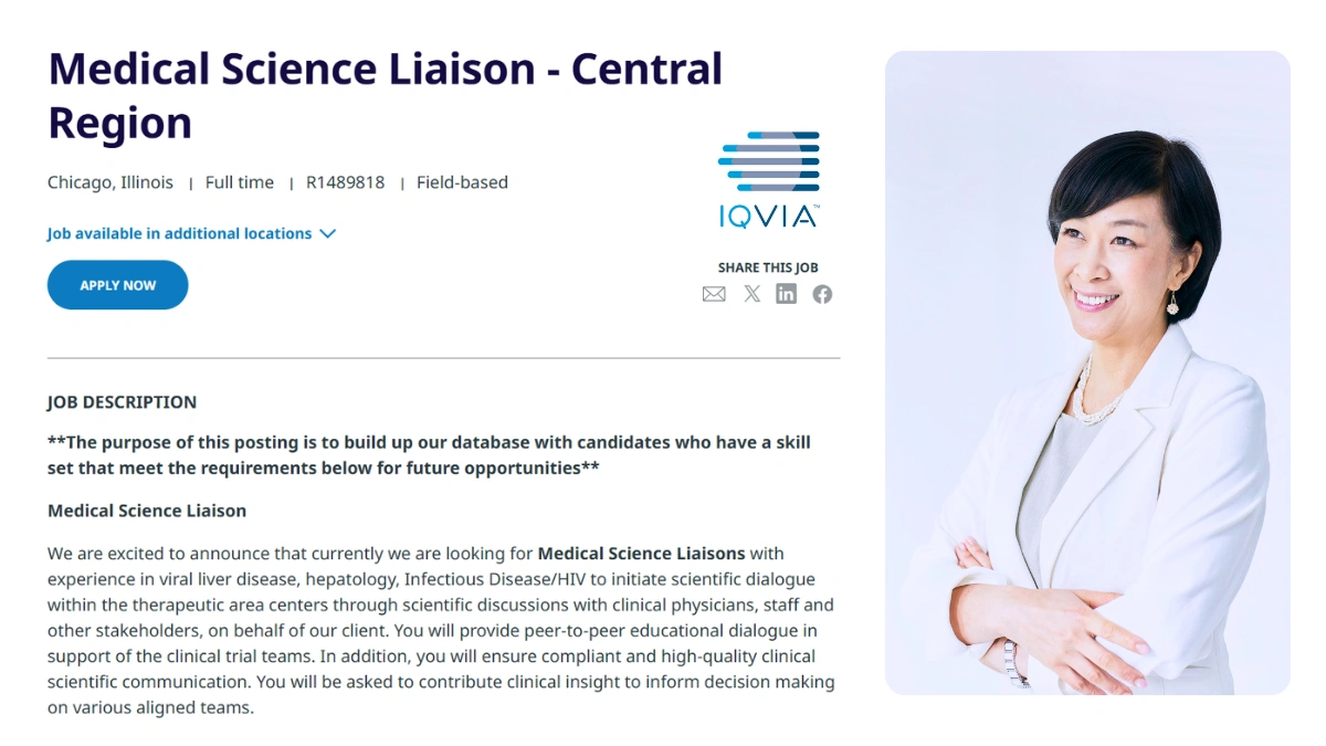 IQVIA is Hiring for Medical Science Liaison - Central Region (Chicago, IL)