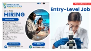 Immugenix Biosciences is Hiring Freshers for Research Associate in Chennai