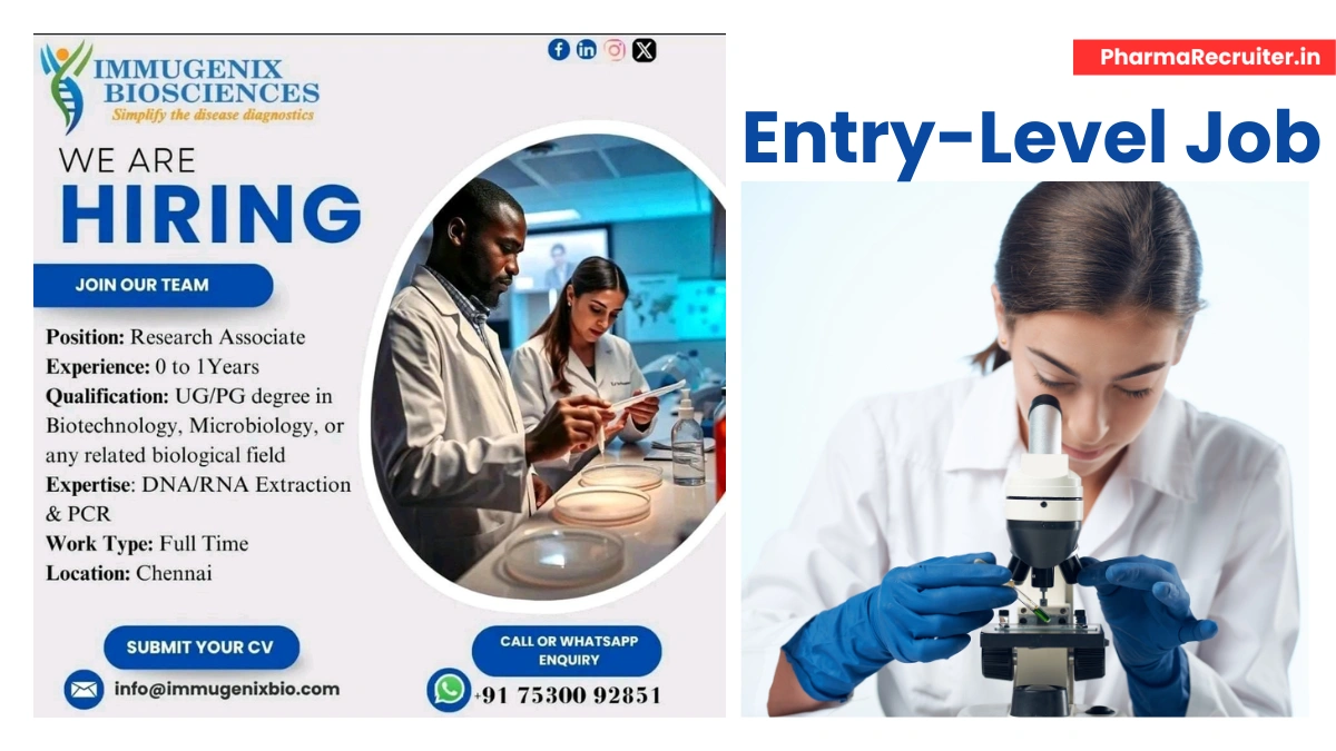 Immugenix Biosciences is Hiring Freshers for Research Associate in Chennai