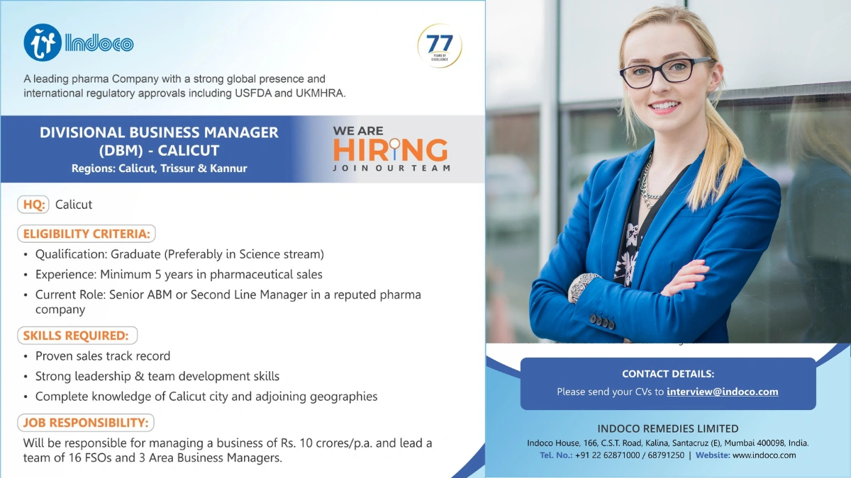 Indoco Remedies is Hiring for Divisional Business Manager (DBM) Opportunity