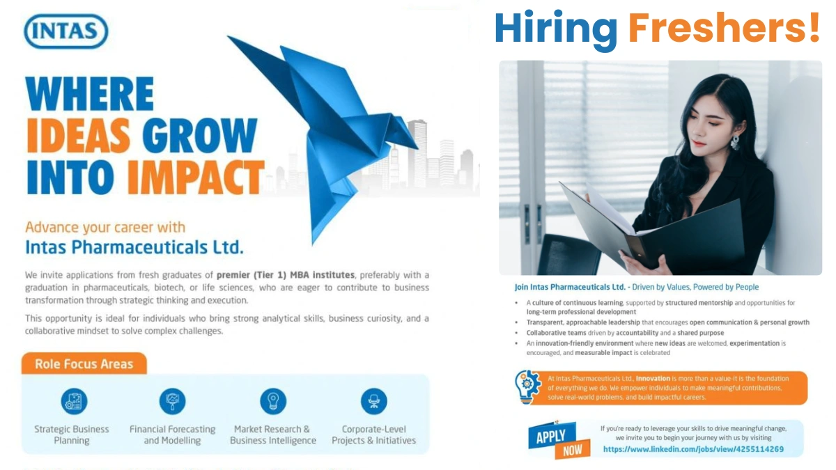 Intas Pharmaceuticals is Hiring MBA Freshers for Strategic Roles in Ahmedabad