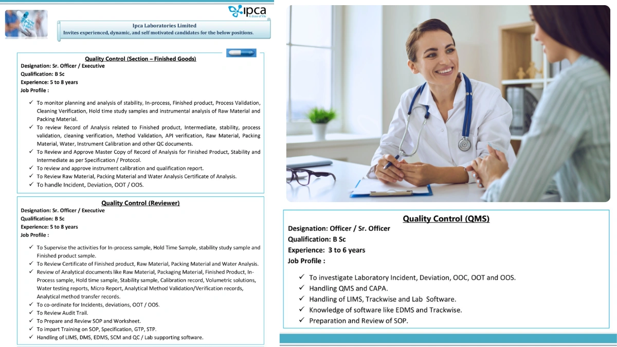 Ipca Laboratories Limited - Job Openings for Quality Control Departments