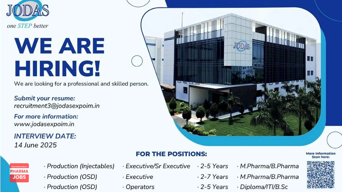 Jodas Expoim Walk-In Interview for Injectables & OSD - Production