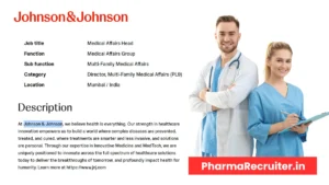 Johnson & Johnson is Hiring for Medical Affairs Head – Mumbai, India
