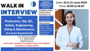 LA Chandra Pharmalab Walk-In Interview for Pharmaceutical Jobs in Chandigarh