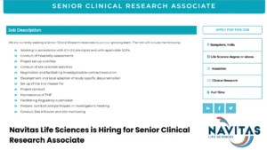 Navitas Life Sciences is Hiring for Senior Clinical Research Associate