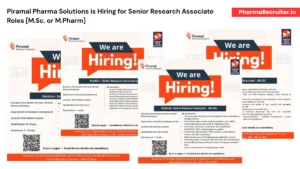 Piramal Pharma Solutions is Hiring for Senior Research Associate Roles [M.Sc. or M.Pharm]