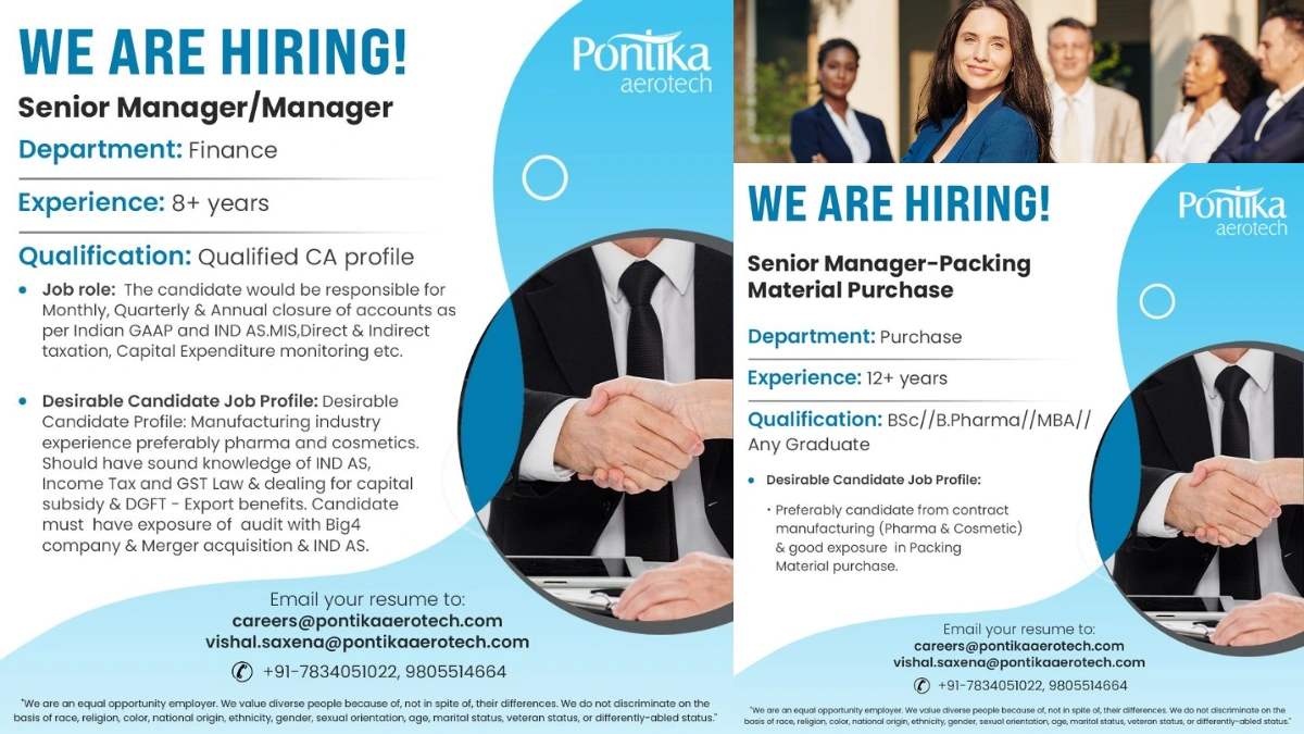 Pontika Aerotech is Hiring for Senior Manager & Manager Roles – Paonta Sahib