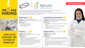 RK Pharma Apicore - Job Openings for Regulatory Affairs, Production, Quality Control and F&D Roles