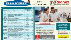 Rednex Pharmaceuticals Walk-In Interview for Production, QA, QC, Regulatory Affairs, Warehouse & Graphics Designer Roles