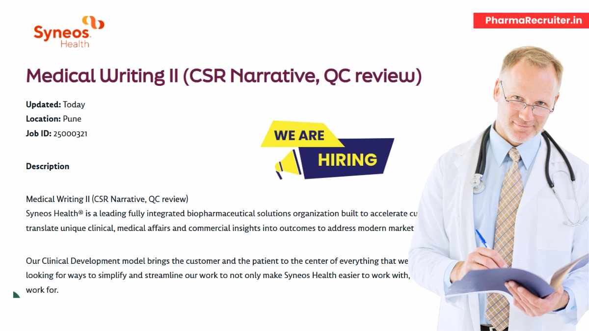 Syneos Health Is Hiring for a Medical Writer II in Pune