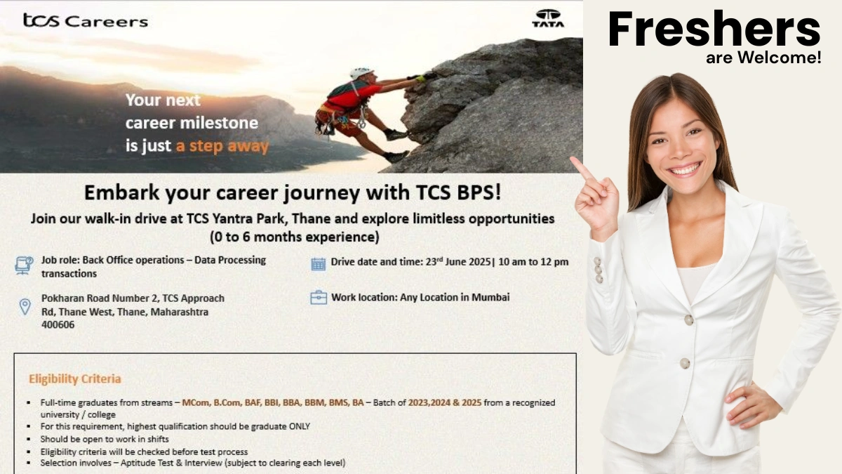 TCS BPS Walk-in Drive for Freshers in Back Office Operations in Thane – June 23, 2025