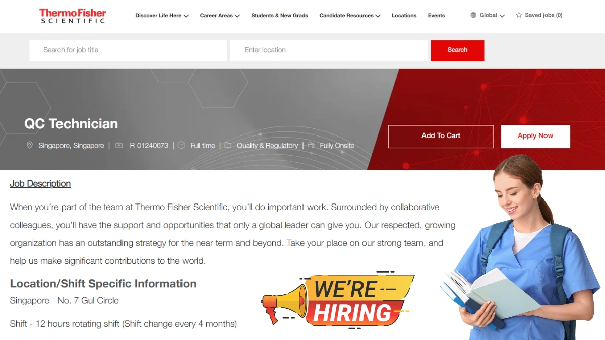 Thermo Fisher Scientific - Urgent Hiring for QC Technician [Fully Onsite]