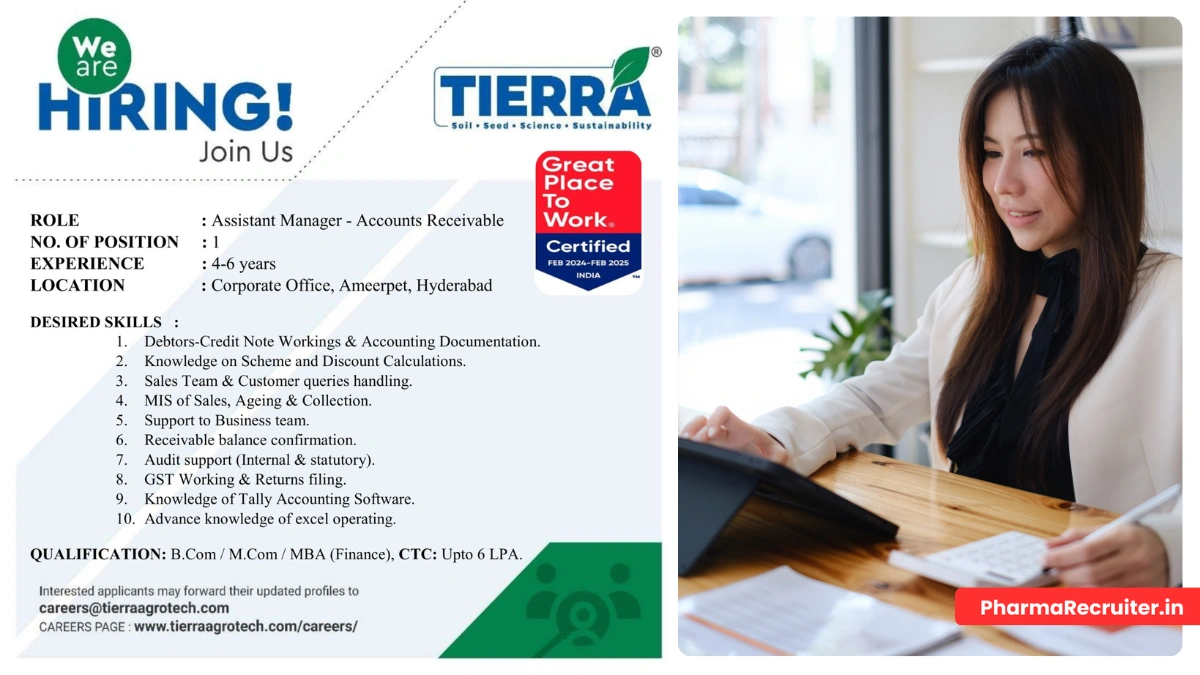 Tierra Agrotech Hiring for Assistant Manager - Accounts Receivable
