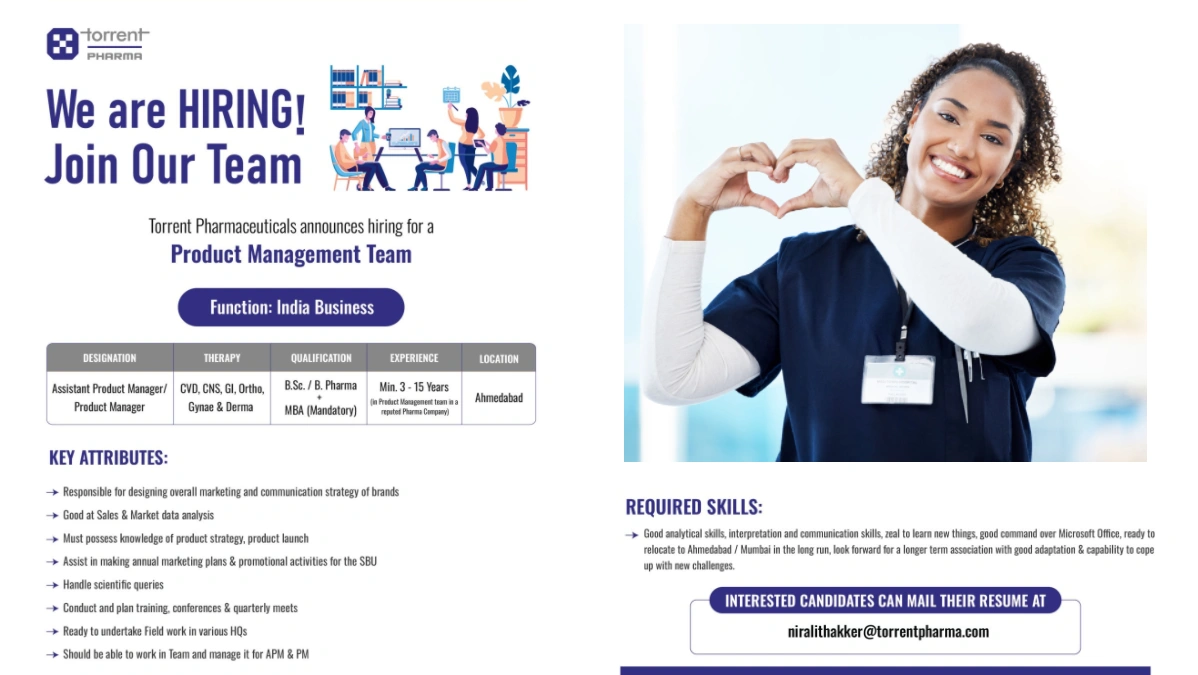 Torrent Pharmaceuticals - Job Openings for Product Management Roles in Ahmedabad