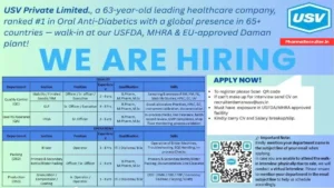USV Private Limited Walk-In Drive for Quality & Packing Roles 29th June
