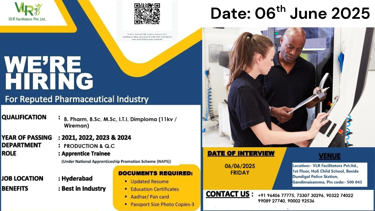 VLR Facilitators Hiring for Apprentice Trainee (Production & Quality Control)