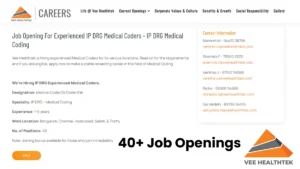 Vee HealthTek - Urgent Hiring for IP DRG Medical Coder